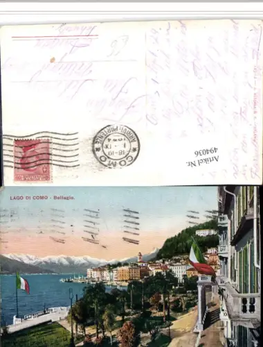 494036,Lombardia Como Lago di Como Bellagio Teilansicht Bergkulisse