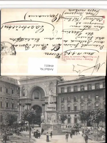494051,Lombardia Milano Mailand Piazza della Scala col Monumento Leonardo da Vinci