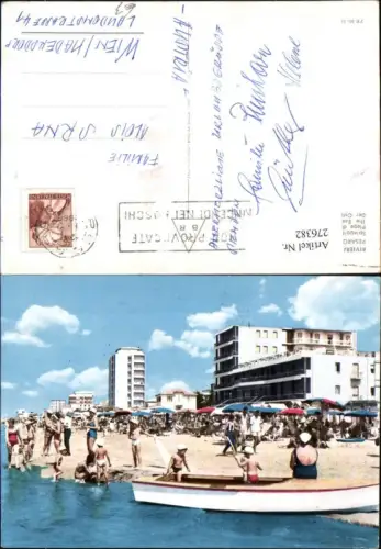 276382,Marche Pesaro Riviera Adriatica Spiaggia di Levante Strand Strandleben Ruderboot