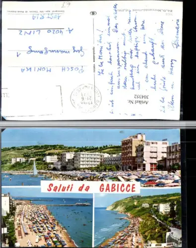 304352,Marche Pesaro Gabicce Mare Teilansicht Strand Strandleben Mehrbildkarte