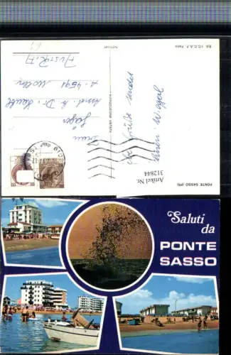 312844,Marche Pesaro Ponte Sasso Strand Strandleben Boot Hotel Welle Mehrbildkarte