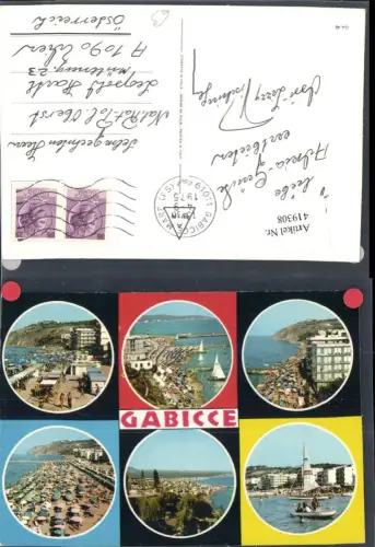 419308,Marche Pesaro Gabicce Strand Strandleben Segelboot Mehrbildkarte