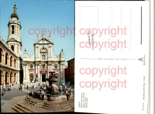 472614,Marche Ancona Loreto Piazza della Basilica Kirche Brunnen