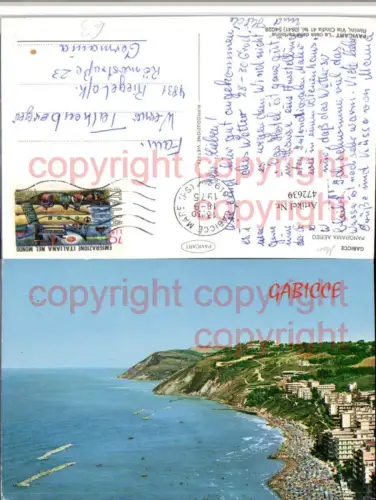 472639,Marche Pesaro Gabicce Mare Panorama Teilansicht Strand