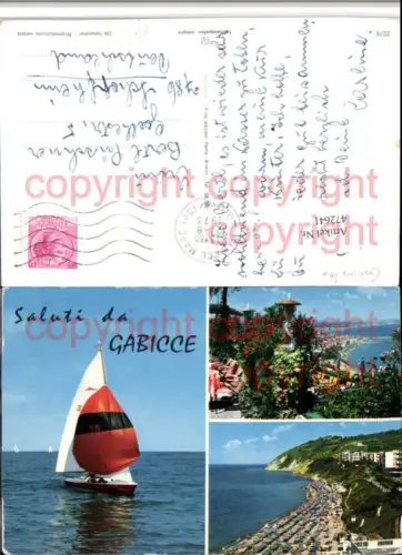 472641,Marche Pesaro Gabicce Mare Strand Segelboot Mehrbildkarte