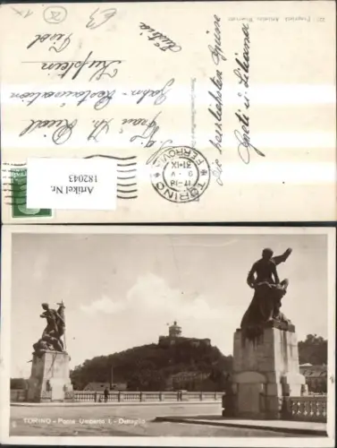 182043,Piemonte Torino Ponte Umberto I. Dettaglio Denkmal Statue