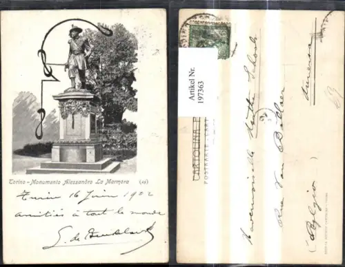 197363,Piemonte Torino Monumento Alessandro La Marmora Statue Denkmal