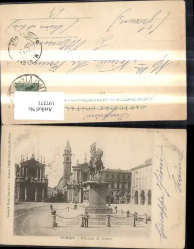 197371,Piemonte Torino Piazza S. Carlo Statue Denkmal