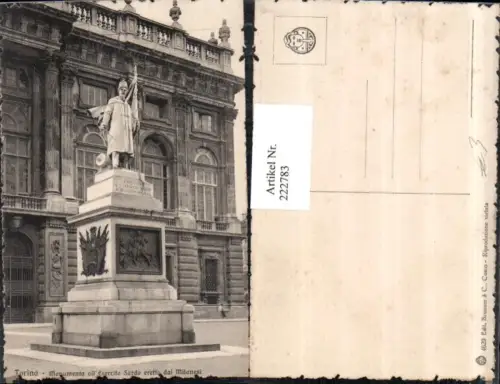 222783,Piemonte Torino Turin Monuemnto all Esercito Sardo eretto dai Milanesi Denkmal