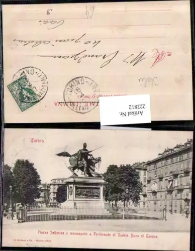 222812,Piemonte Torino Turin Piazza Solferino e monumento a Ferdinando di Savoia Duca di Genova Denkmal