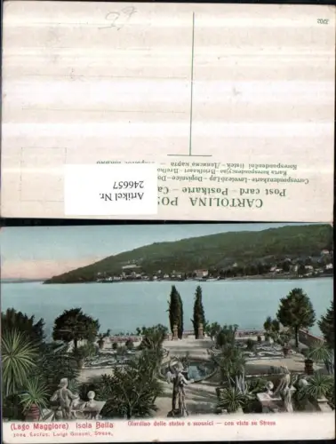 246657,Lago Maggiore Isola Bella Giardino delle statue e mosaici Garten Statuen con vista su Stresa