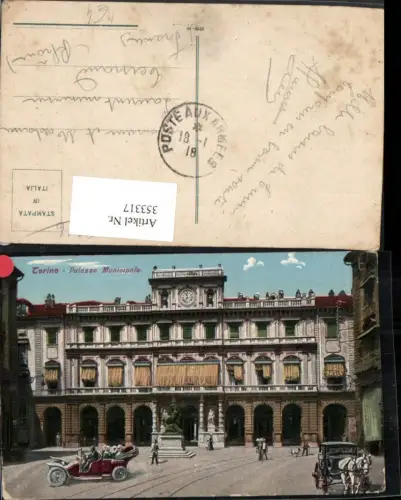 353317,Piemonte Torino Turin Palazzo Municipale Rathaus Kutsche Automobil
