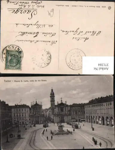 371384,Piemonte Torino Turin Piazza S. Carlo vista da via Roma Platz Denkmal Kirche