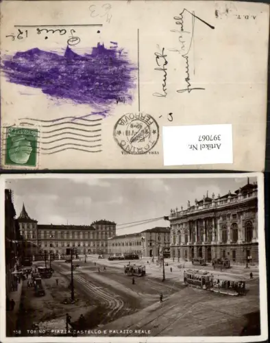 397067,Piemonte Torino Turin Piazza Castello e Palazzo Reale Straßenbahnen