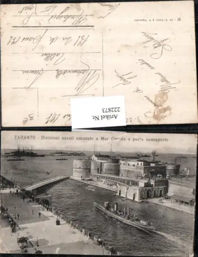 222873,Apulien Taranto Divisioni navali ancorate a Mar Graude e ponte semiaperto Dampfer