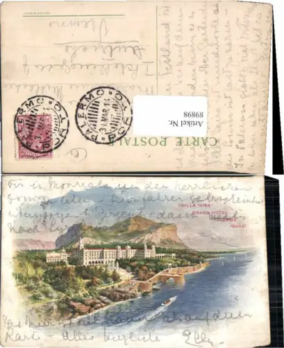 89898,RARE Litho Palermo Palerme Grand Hotel Villa
