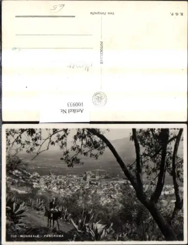 100933,Sicilia Monreale Panorama Reiter a. Esel