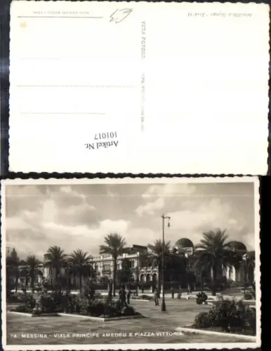 101017,Foto Ak Sicilia Messina Viale Principe Amedeo e Piazza Vittoria