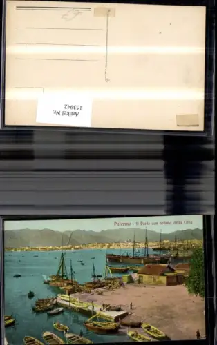 153942,Palermo Il Porto con veduta della Citta Boot Schiff Sicilia