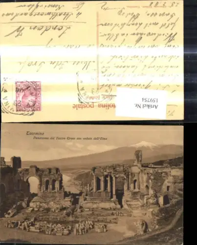 159754,Sicilia Messina Taormina Panorama del Teatro Greco con veduto dell Etna Vulkan