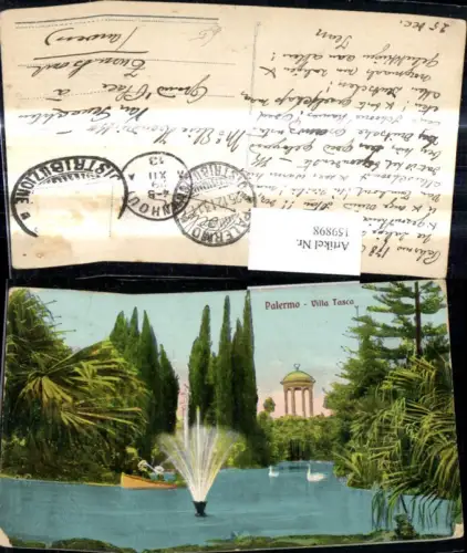 159898,Sicilia Palermo Villa Tasca Springbrunnen Boot Schwäne