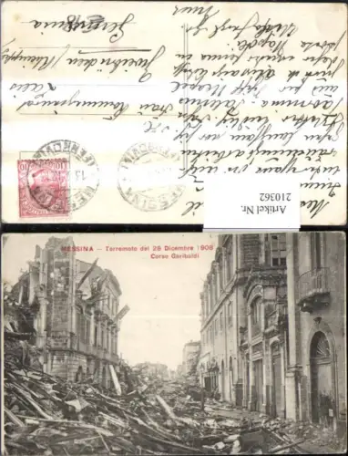 210362,Sicilia Messina Terremoto del 28 Dicembre 1908 Corso Garibaldi Straßenansicht verwüstet