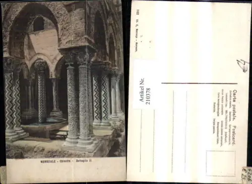 210378,Sicilia Monreale Chiostro Dettaglio II Säulen