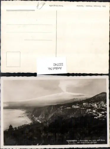 222742,Sicilia Taormina Panorama con vista dell Etna del mare e die giardini Vulkan Ätna