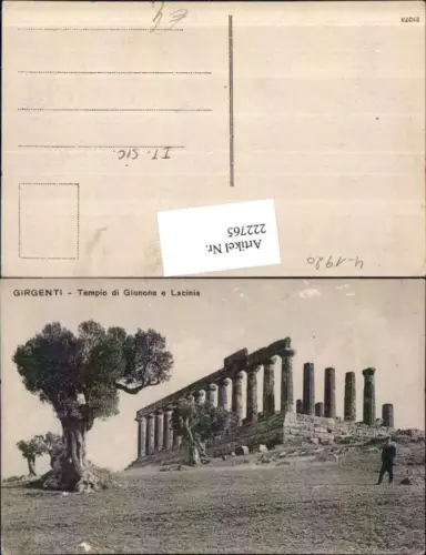 222765,Sicilia Girgenti Tempio di Giunone e Lacinia Tempel