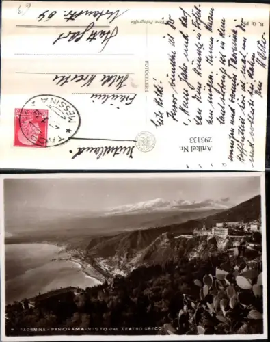 293133,Sicilia Messina Taormina Panorama visto dal Teatro Greco Totale Bergkulisse