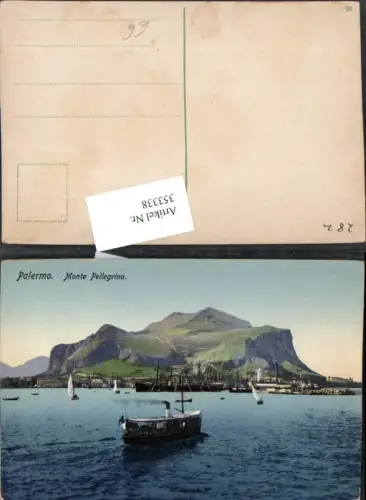 353338,Sicilia Palermo Monte Pellegrino Teilansicht Dampfer Bergkulisse