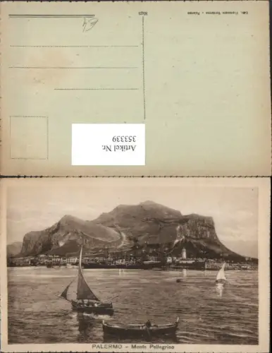 353339,Sicilia Palermo Teilansicht Dampfer Segelboot Monte Pellegrino Bergkulisse