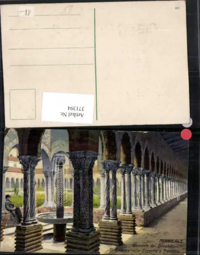 371394,Sicilia Palermo Monreale Convento di Benedettini Chiostro colla Loggetta e Fontana Kloster