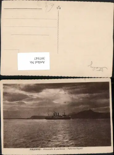 397547,Sicilia Palermo Piroscafo in partenza Palermo-Napoli Dampfer