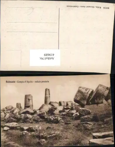419689,Sicilia Trapani Selinunte Tempio d'Apollo veduta parziale Archäologie Steine