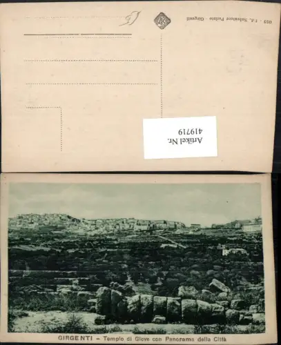 419719,Sicilia Agrigento Girgenti Tempio di Giove con Panorama della Citta Totale