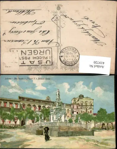 419720,Künstler AK Paoletti R. Sicilia Palermo Monumento a Filippo V Palazzo Reale