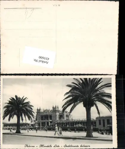 435600,Sicilia Palermo Mondello Lido Stabilimento blaneare Gebäude Palmen