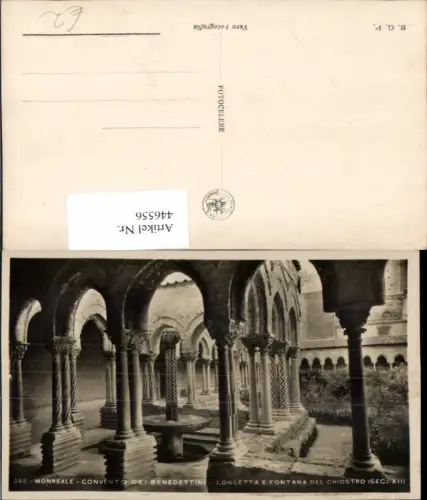 446556,Sicilia Palermo Monreale Convento di Benedettini Loggetta Fontana Kloster Arkaden