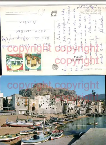 472734,Sicilia Palermo Cefalu La Marina Teilansicht Boote