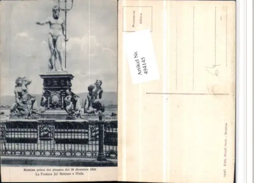 494145,Sicilia Messina Fontana del Nettuno e Ninfa Brunnen Statue