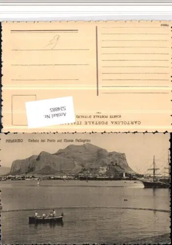524885,Sicilia Palermo Veduta del Porto col Monte Pellegrino Segelschiff Boot