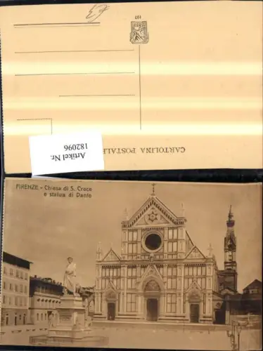 182096,Toscana Firenze Florenz Chiesa di S. Croce e statua di Dante