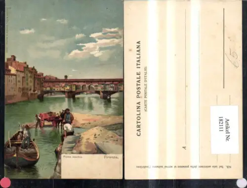 182111,Toscana Firenze Florenz Ponte vecchio Brücke Künstler Ak