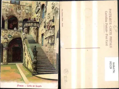 182129,Toscana Firenze Florenz Cortile del Bargello Künstler Ak