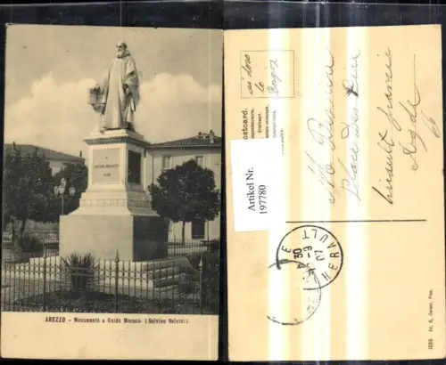 197780,Toscana Arezzo Monumento a Guido Monaco Salvino Salvini Statue Denkmal