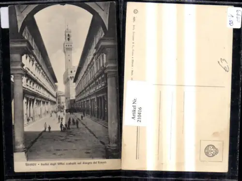 210416,Toscana Firenze Portici degli Uffizi costruiti sul disegno del Vosari Straßenansicht