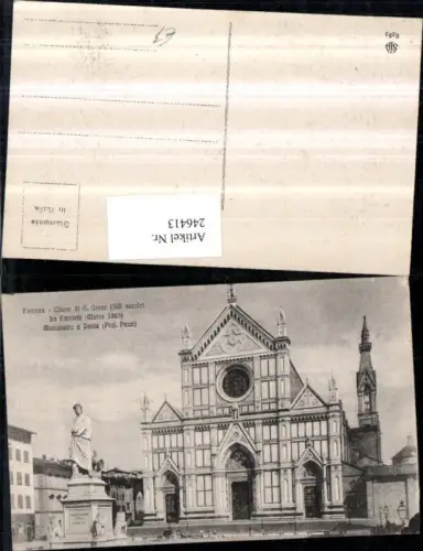 246413,Firenze Florenz Chiesa di S. Croce La Facciata Monumento a Dante Kirche m. Denkmal