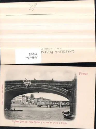 246452,Firenze Florenz Il Fiume Arno col Ponte Vecchio e un arco del Ponte S. Trinita Brücken pub Stengel u. Co 10984