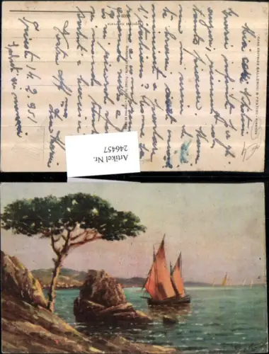 246457,Künstler AK Firenze Florenz Partie Segelboot Felsen